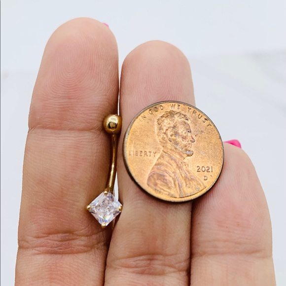 ❤️ 14k Solid Gold Belly Button Navel Ring - Picture 5 of 6